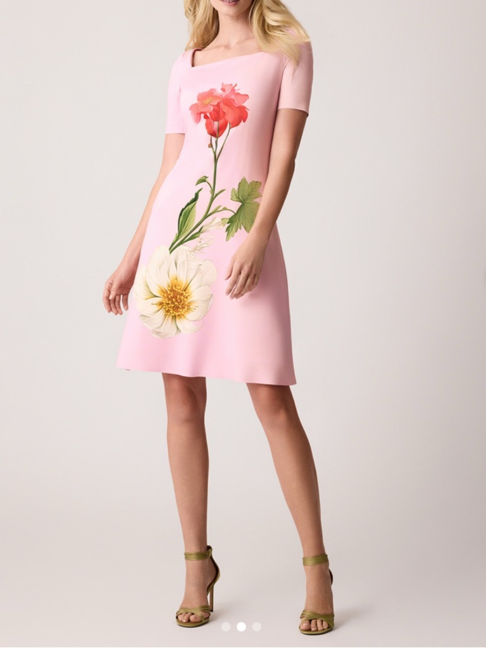 New Rickie Freeman for Teri Jon Floral-Print Scuba Midi Dress Sz 4